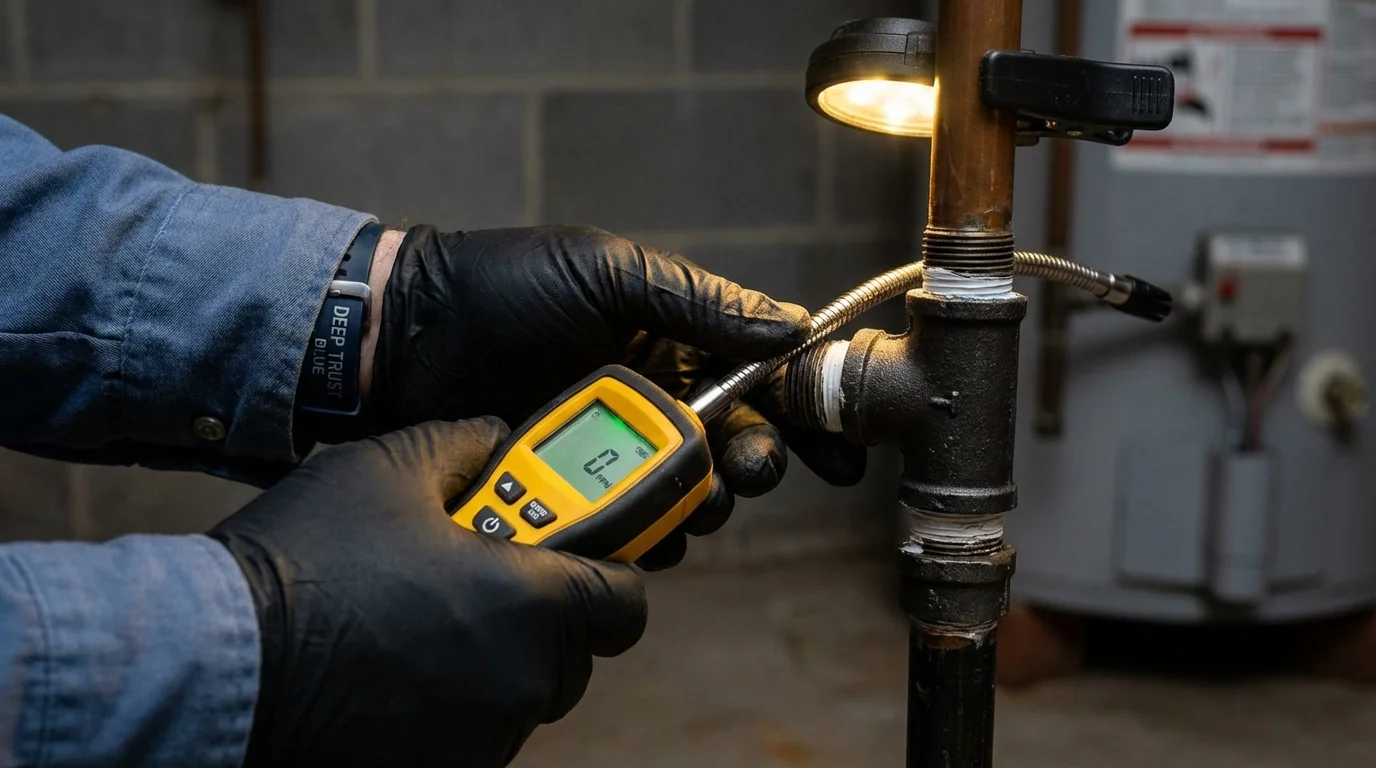 Gas leak detection with electronic sniffer by Johns Plumbing LLC in Cowarts